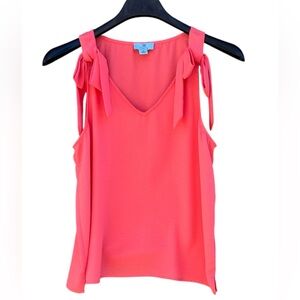 CeCe Pink Coral V-Neck Tank Tie Accents on Shoulders Size Medium